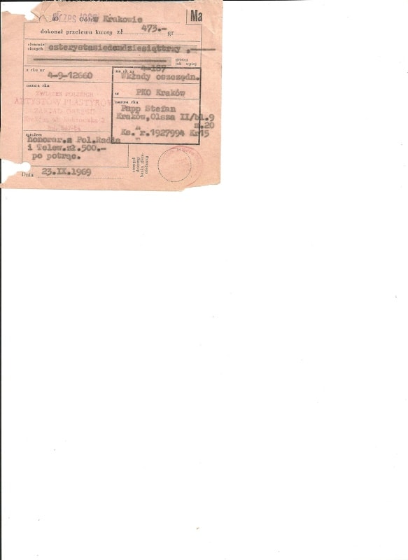 Kawałek papieru ze znaczkiem.
